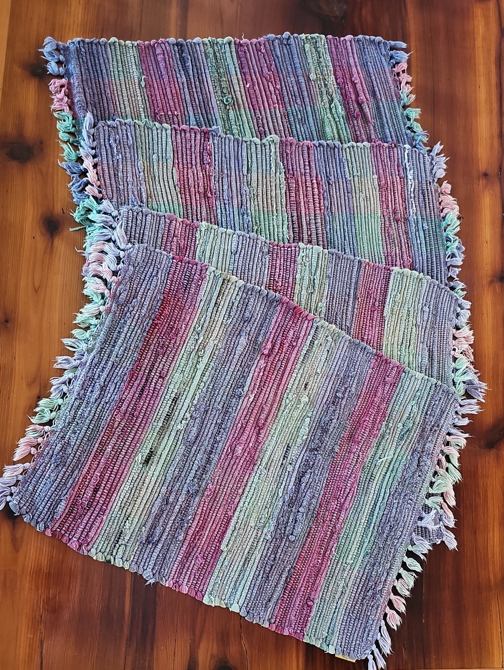 Pastel Striped Cotton Chenille Placemats- Multicolor
